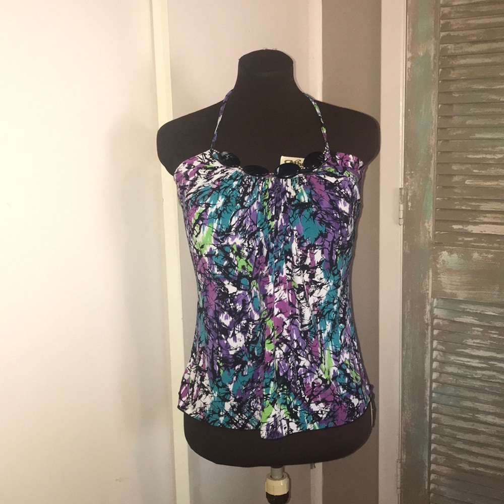 Electric Marbled Halter Blouse